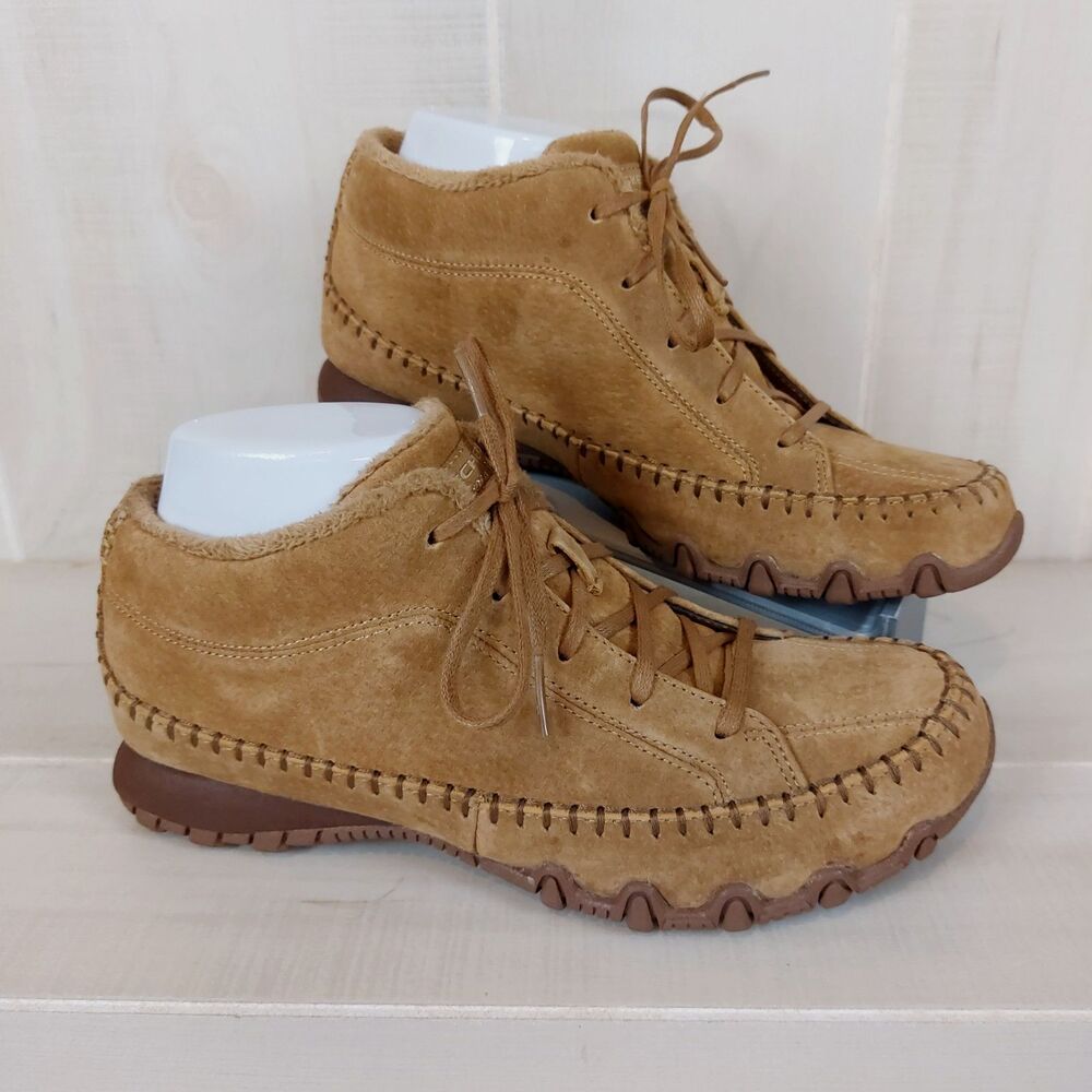 Skechers Totem Pole Moccasin Boots Women's Sz 7.5 Brown Suede Faux Fur Lining - Picture 4 of 8